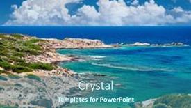  Presentation with rocky - Presentation design consisting of beautiful-beach-and-rocky-coastline background and a ocean colored foreground