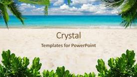  Presentation with tropical - Amazing slide deck having beautiful beach and tropical sea backdrop and a  colored foreground