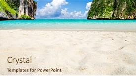  Presentation with sand ocean - Slide deck with river republic of komi polar background and a light gray colored foreground