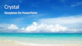  Presentation with sea and beach - Amazing presentation design having beautiful beach and tropical sea backdrop and a teal colored foreground