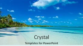  Presentation with tropical - Slide deck having beautiful beach and tropical sea background and a light blue colored foreground