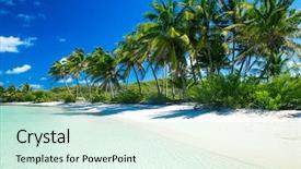  Presentation with tropical - Amazing PPT theme having beautiful beach and tropical sea backdrop and a soft green colored foreground