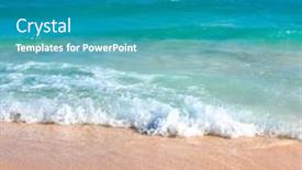  Presentation with waves - Amazing presentation theme having beautiful-beach-and-waves backdrop and a teal colored foreground