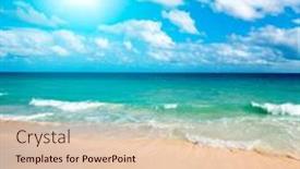  Presentation with caribbean - PPT theme having beautiful-beach-and-waves background and a lemonade colored foreground