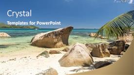  Presentation with beach - Slide deck enhanced with beautiful-beach-anse-takamaka-seen background and a teal colored foreground