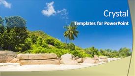  Presentation with granite - PPT theme enhanced with beautiful-beach-anse-takamaka-seen background and a  colored foreground