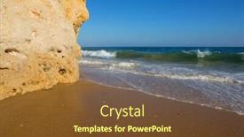  Presentation with south beach - Slide deck with beautiful beach at albufeira algarve the south of portugal background and a tawny brown colored foreground