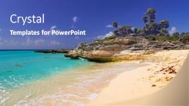  Presentation with mexico - PPT theme having beautiful-beach-at-caribbean-sea background and a ocean colored foreground