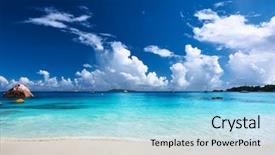  Presentation with beautiful skin and beach - Slide deck featuring beautiful beach at seychelles praslin background and a light blue colored foreground