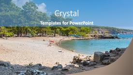  Presentation with ancient - Beautiful slide deck featuring beautiful-beach-at-the-ancient backdrop and a teal colored foreground