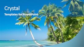  Presentation with paradise island - PPT theme consisting of beautiful beach idyllic island background and a teal colored foreground