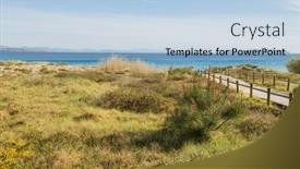  Presentation with beautiful skin and beach - Amazing slide set having beautiful-beach-in-isla-de backdrop and a light blue colored foreground