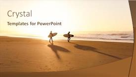  Presentation with waves - Beautiful presentation featuring beautiful beach lansdscape with surfers ready to hit the waves backdrop and a cream colored foreground