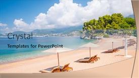  Presentation with luxury travel - Audience pleasing slides consisting of beautiful-beach-near-sveti-stefan backdrop and a light blue colored foreground