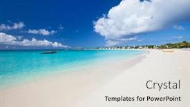  Presentation with caribbean - Colorful slide set enhanced with beautiful-beach-on-anguilla-island backdrop and a sky blue colored foreground