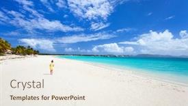 Presentation with caribbean - PPT theme with beautiful-beach-on-anguilla-island background and a sky blue colored foreground