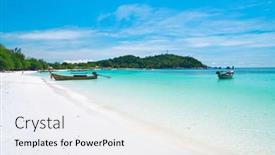  Presentation with beach - Theme featuring beautiful-beach-on-koh-lipe background and a white colored foreground