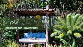  Presentation with luxury resort - Beautiful presentation design featuring beautiful-beach-or-pool-cabana backdrop and a tawny brown colored foreground