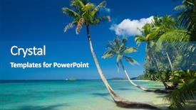  Presentation with serenity - Beautiful presentation theme featuring beautiful beach serenity shore backdrop and a teal colored foreground