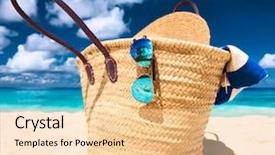  Presentation with beach bag - Theme enhanced with beautiful beach with bag background and a  colored foreground