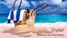  Presentation with beach bag - Cool new slide deck with beautiful beach with bag backdrop and a lemonade colored foreground
