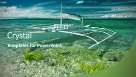  Presentation with philippines - Colorful presentation enhanced with beautiful beach with boat at balicasag island philippines backdrop and a ocean colored foreground