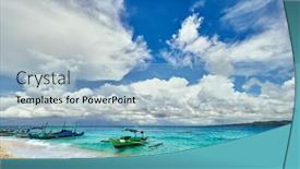  Presentation with philippines - PPT theme featuring beautiful-beach-with-boat background and a light blue colored foreground