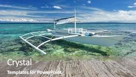  Presentation with philippines - Presentation theme with beautiful beach with boat at balicasag island philippines background and a gray colored foreground
