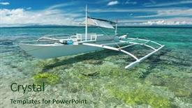  Presentation with philippines - Audience pleasing slide set consisting of beautiful beach with boat at balicasag island philippines backdrop and a seafoam green colored foreground