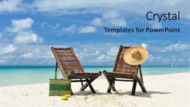  Presentation with beautiful skin and beach - Theme having beautiful beach with chaise lounge background and a light blue colored foreground