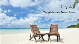  Presentation with lounge - PPT theme with beautiful beach with chaise lounge background and a light blue colored foreground