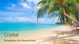  Presentation with palm beach - Theme consisting of beautiful beach with coconut palm background and a lemonade colored foreground
