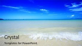  Presentation with crystal blue - Beautiful PPT layouts featuring beautiful beach with crystal clear blue waters of the andaman sea against blue sky at krabi bay thailand backdrop and a soft green colored foreground