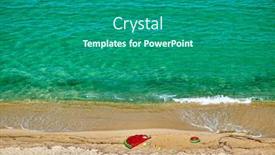  Presentation with beach - PPT theme consisting of beautiful-beach-with-inflatable-float background and a ocean colored foreground