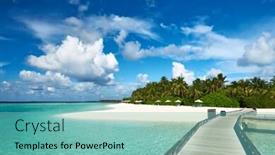  Presentation with maldives - Colorful presentation theme enhanced with beautiful beach with jetty at maldives backdrop and a seafoam green colored foreground
