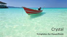  Presentation with motor boat in the sea - Audience pleasing PPT theme consisting of profile view of a cute young woman putting some lipstick on and getting ready to go out on a date backdrop and a light gray colored foreground