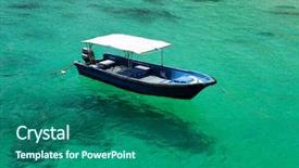  Presentation with motor - Slide set featuring beautiful beach with motor boat background and a ocean colored foreground