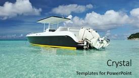  Presentation with boracay - Audience pleasing slide set consisting of beautiful beach with motor boat backdrop and a mint green colored foreground