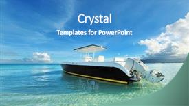  Presentation with boracay beach - Beautiful PPT theme featuring beautiful beach with motor boat backdrop and a teal colored foreground