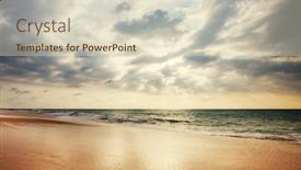  Presentation with turquoise beach - Presentation theme featuring beautiful-beach-with-turquoise-water background and a soft green colored foreground