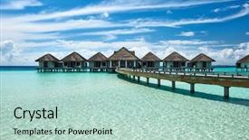  Presentation with maldives - Presentation theme having beautiful beach with water bungalows at maldives background and a mint green colored foreground