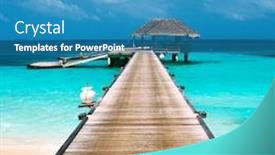  Presentation with maldives - Presentation design enhanced with beautiful beach with water bungalows at maldives background and a teal colored foreground