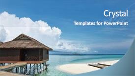  Presentation with beautiful fresh leaves water drops - Cool new presentation design with beautiful beach with water bungalows backdrop and a teal colored foreground