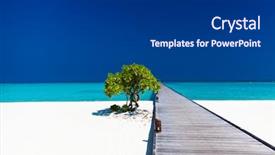  Presentation with single tree - Audience pleasing presentation theme consisting of beautiful beach with wooden jetty backdrop and a  colored foreground