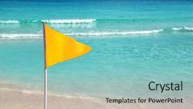  Presentation with signal - Beautiful presentation theme featuring beautiful beach yellow flag weather indication signal backdrop and a light blue colored foreground