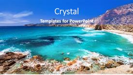  Presentation with greek islands - Audience pleasing presentation design consisting of beautiful beaches of greek islands- milos cyclades backdrop and a cobalt blue colored foreground