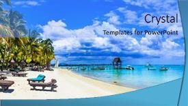  Presentation with paradise island - Beautiful PPT layouts featuring beautiful beaches of mauritius island backdrop and a light blue colored foreground