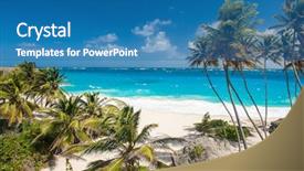  Presentation with paradise island - Presentation theme consisting of beautiful beaches on the caribbean background and a teal colored foreground