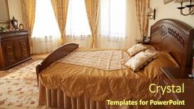  Presentation with bed hotel - Presentation theme consisting of beautiful bed with two pillows in modern hotel background and a tawny brown colored foreground