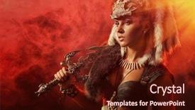  Presentation with battle - Presentation theme having battle ancient times fantasy background and a wine colored foreground